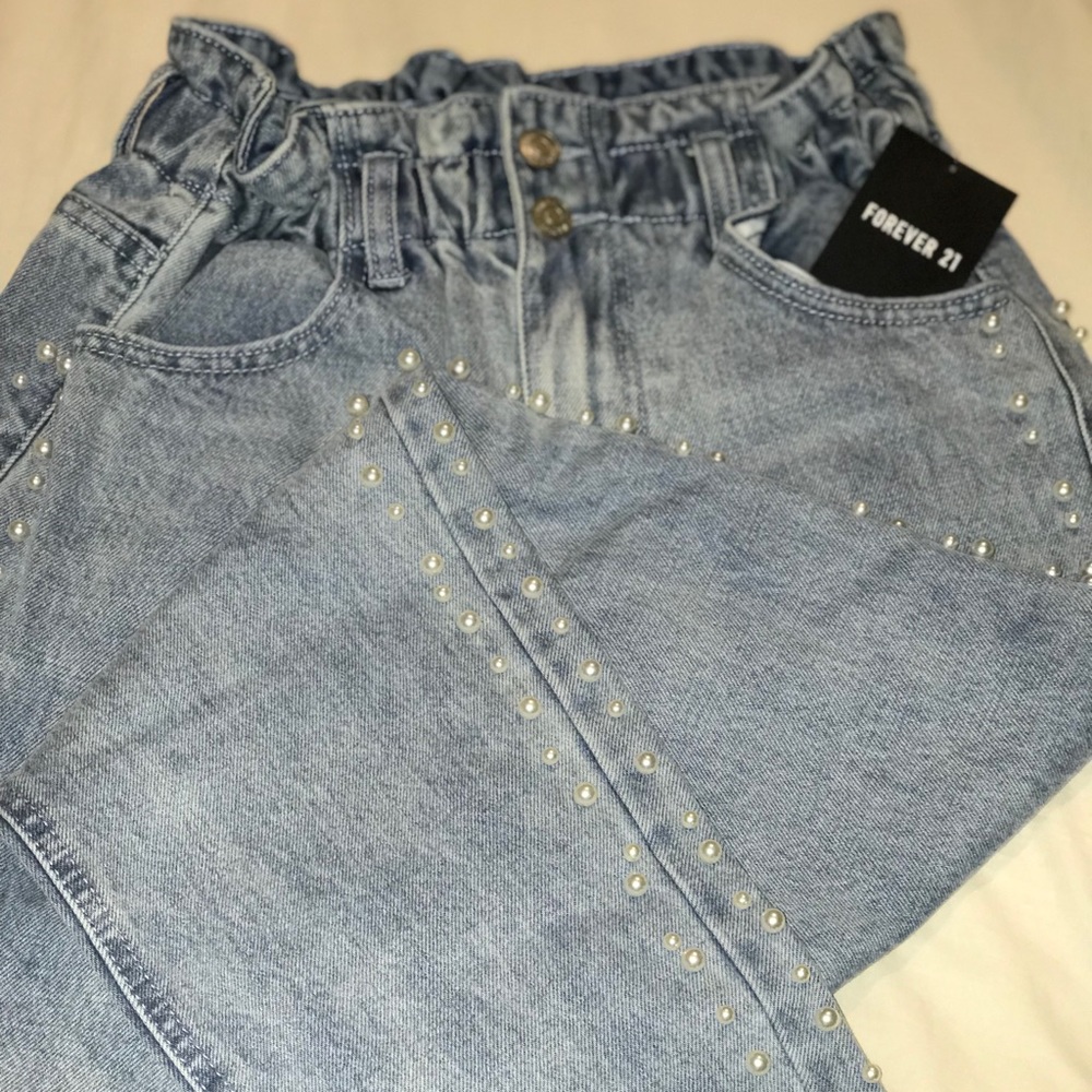 high waisted pearl jeans